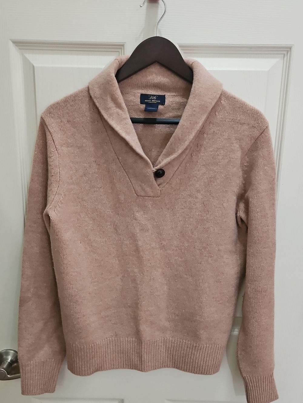 Brooks Brothers Pink 100% Lambswool Shawl Collar Single Button Sweater Sz Med